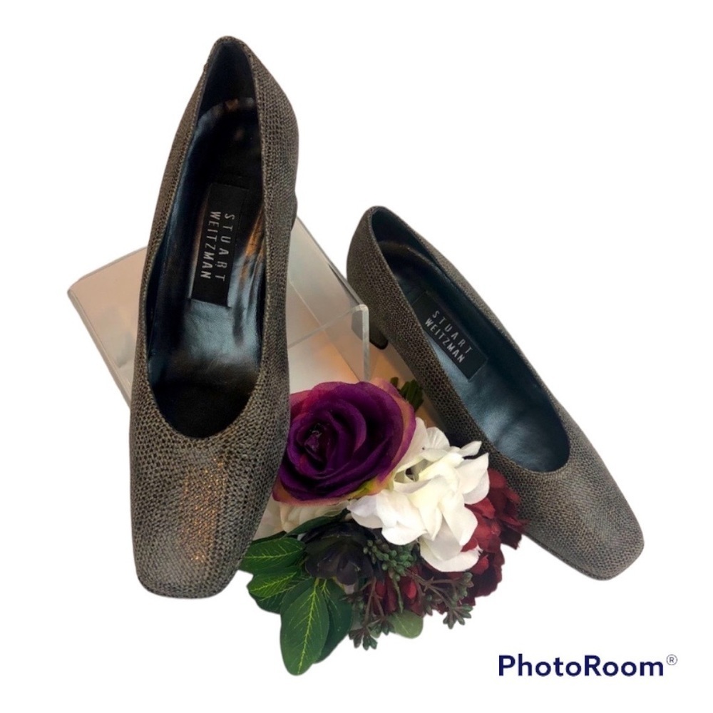 Stuart Weitzman Snakeskin Print Block Heel…